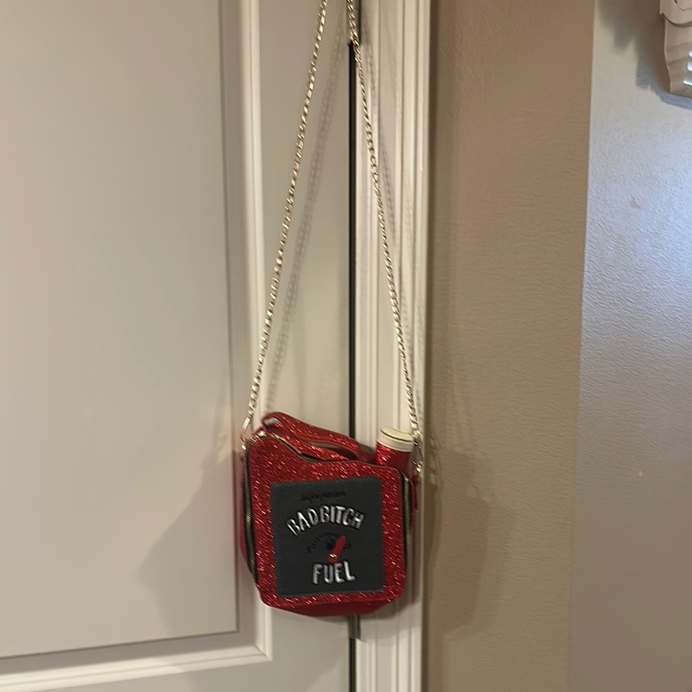 Vibrant Red Crossbody Bag with Graphic Design